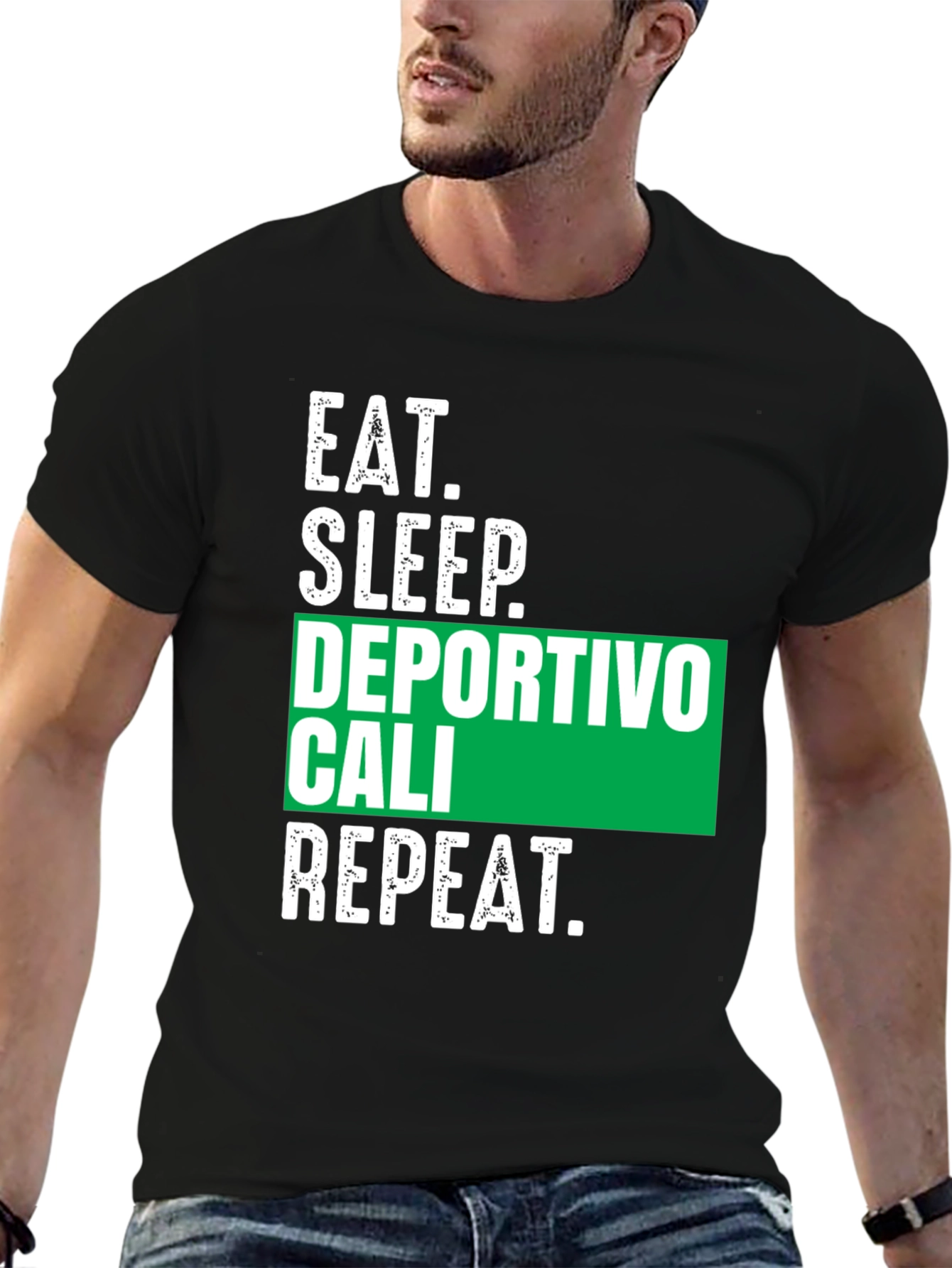 Eat Sleep Deportivo Cali Repeat Black Tee