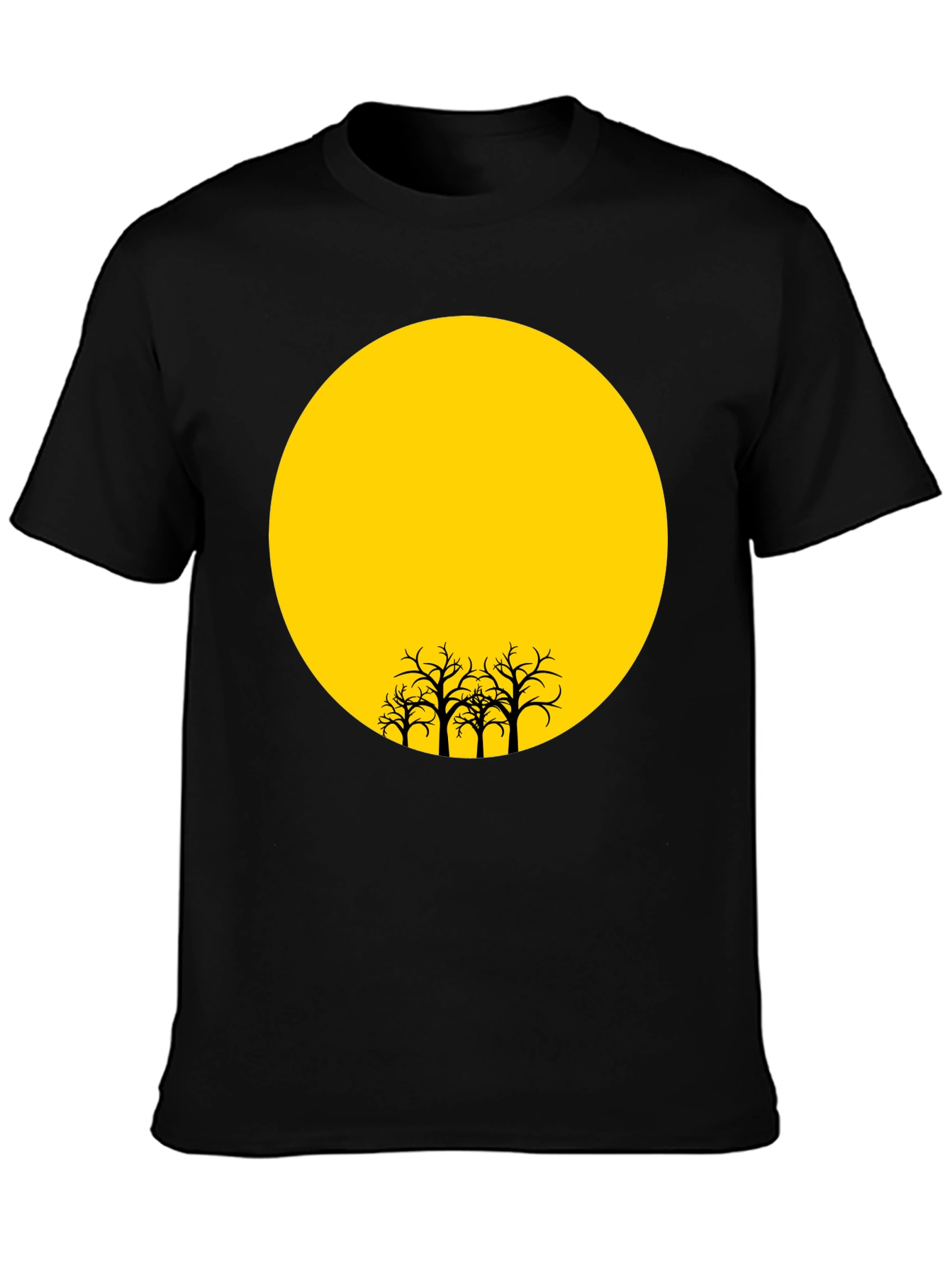 Silhouette Trees on Yellow Moon Graphic Tee
