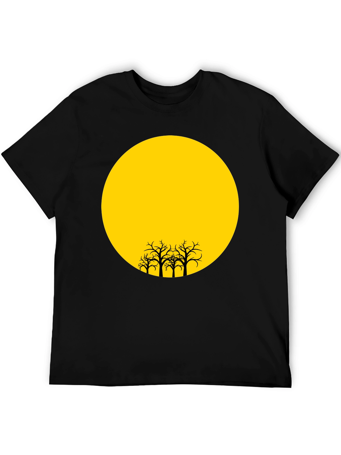 Silhouette Trees on Yellow Moon Graphic Tee