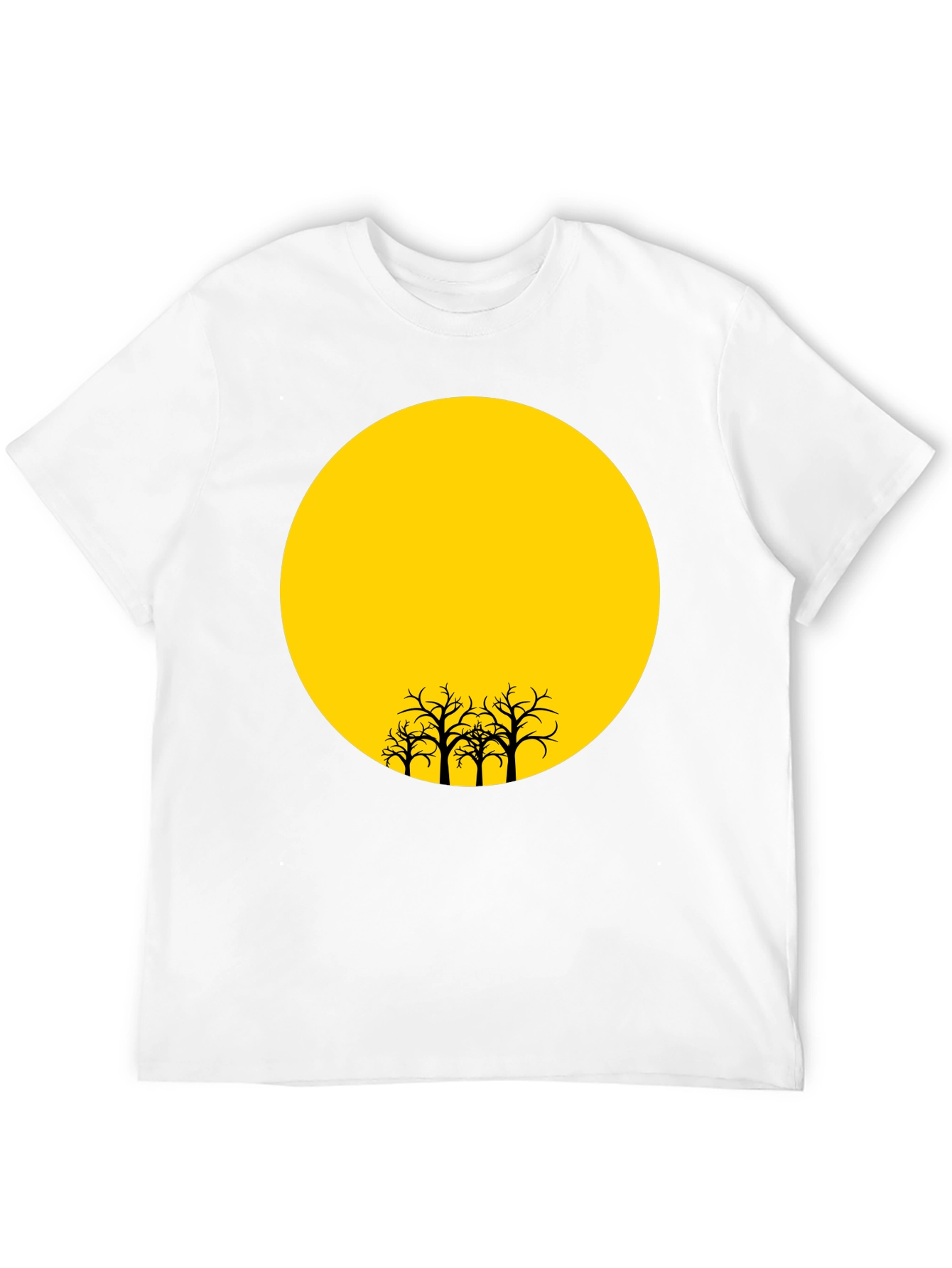 Silhouette Trees on Yellow Moon Graphic Tee