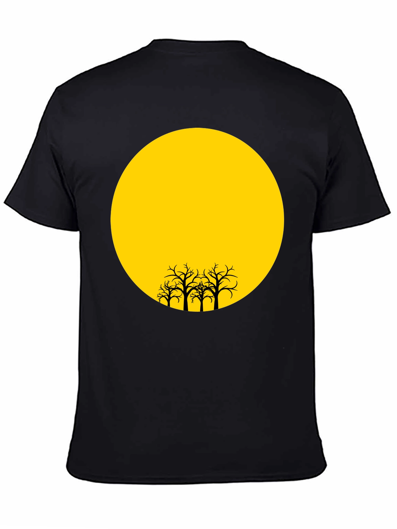 Silhouette Trees on Yellow Moon Graphic Tee