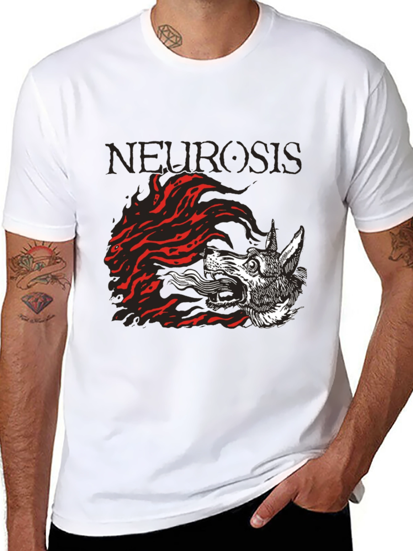 Neurosis Band Wolf Graphic Black T-Shirt
