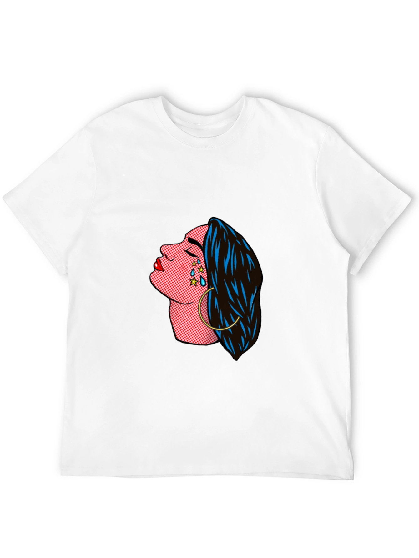 Pop Art Crying Woman Graphic Tee - Black
