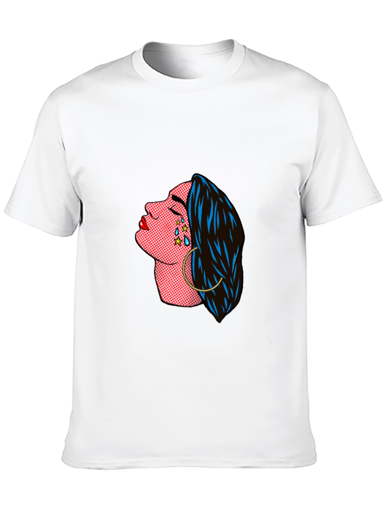 Pop Art Crying Woman Graphic Tee - Black