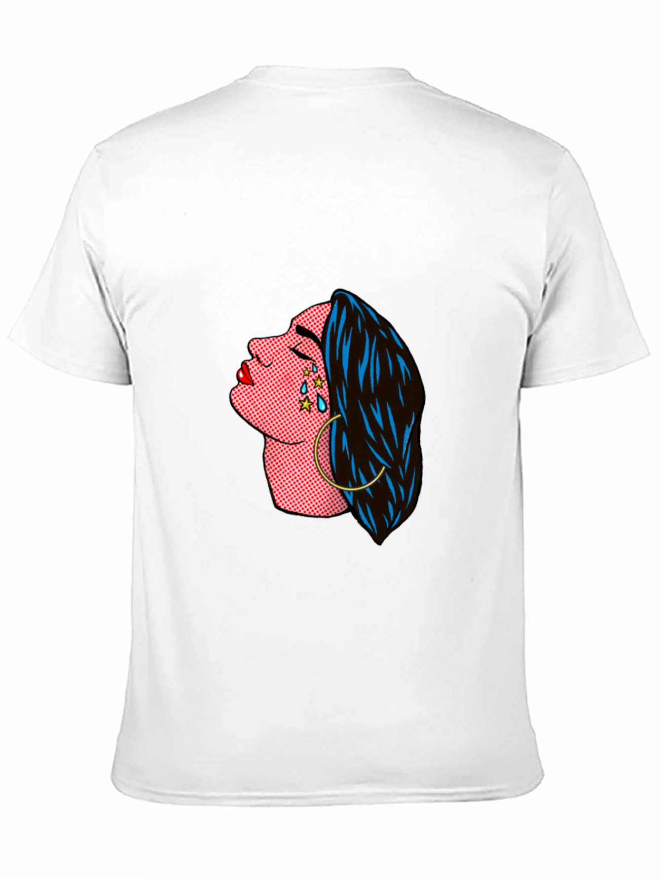 Pop Art Crying Woman Graphic Tee - Black