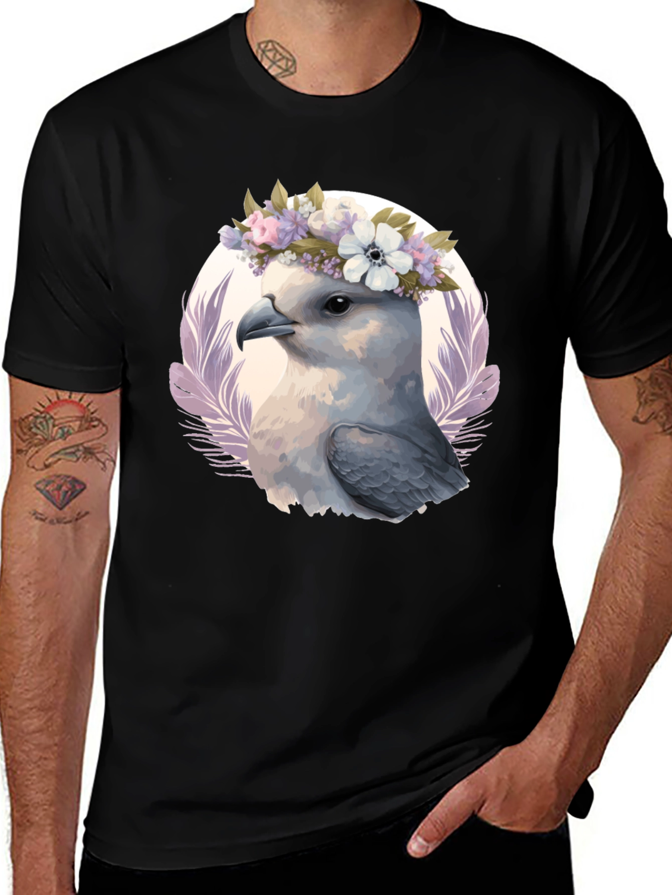 Bird with Flower Crown Graphic Tee