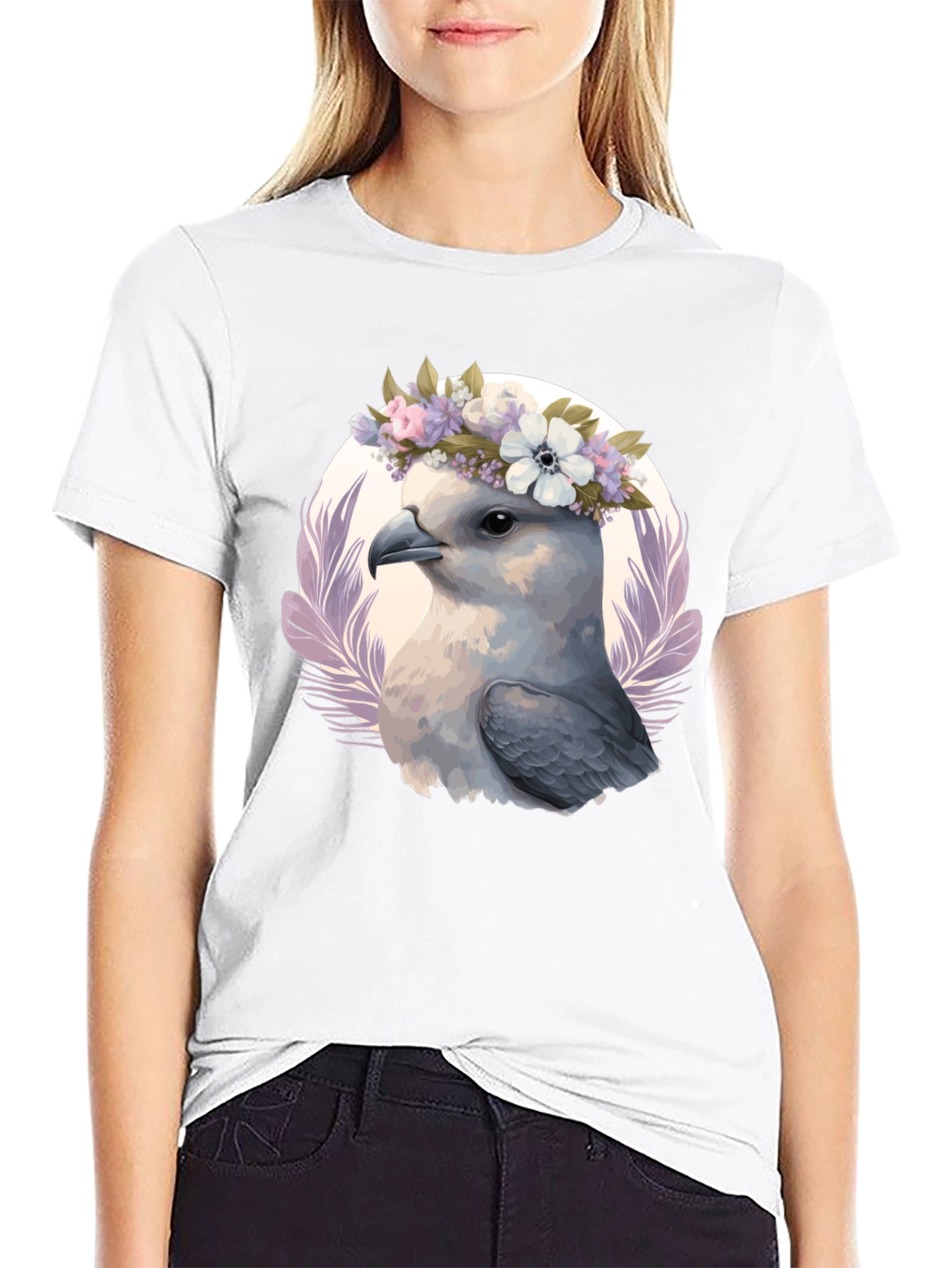 Bird with Flower Crown Graphic Tee