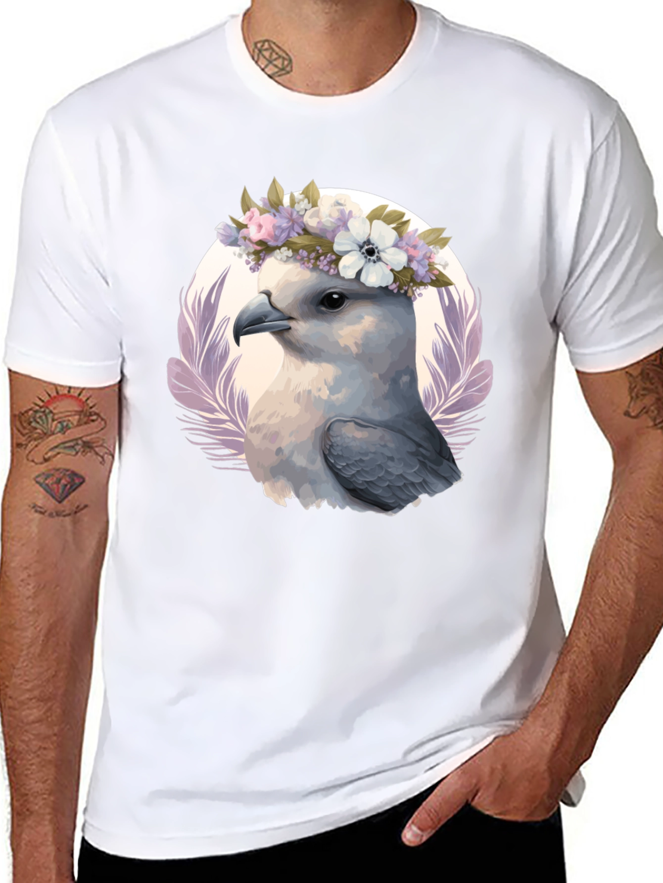 Bird with Flower Crown Graphic Tee