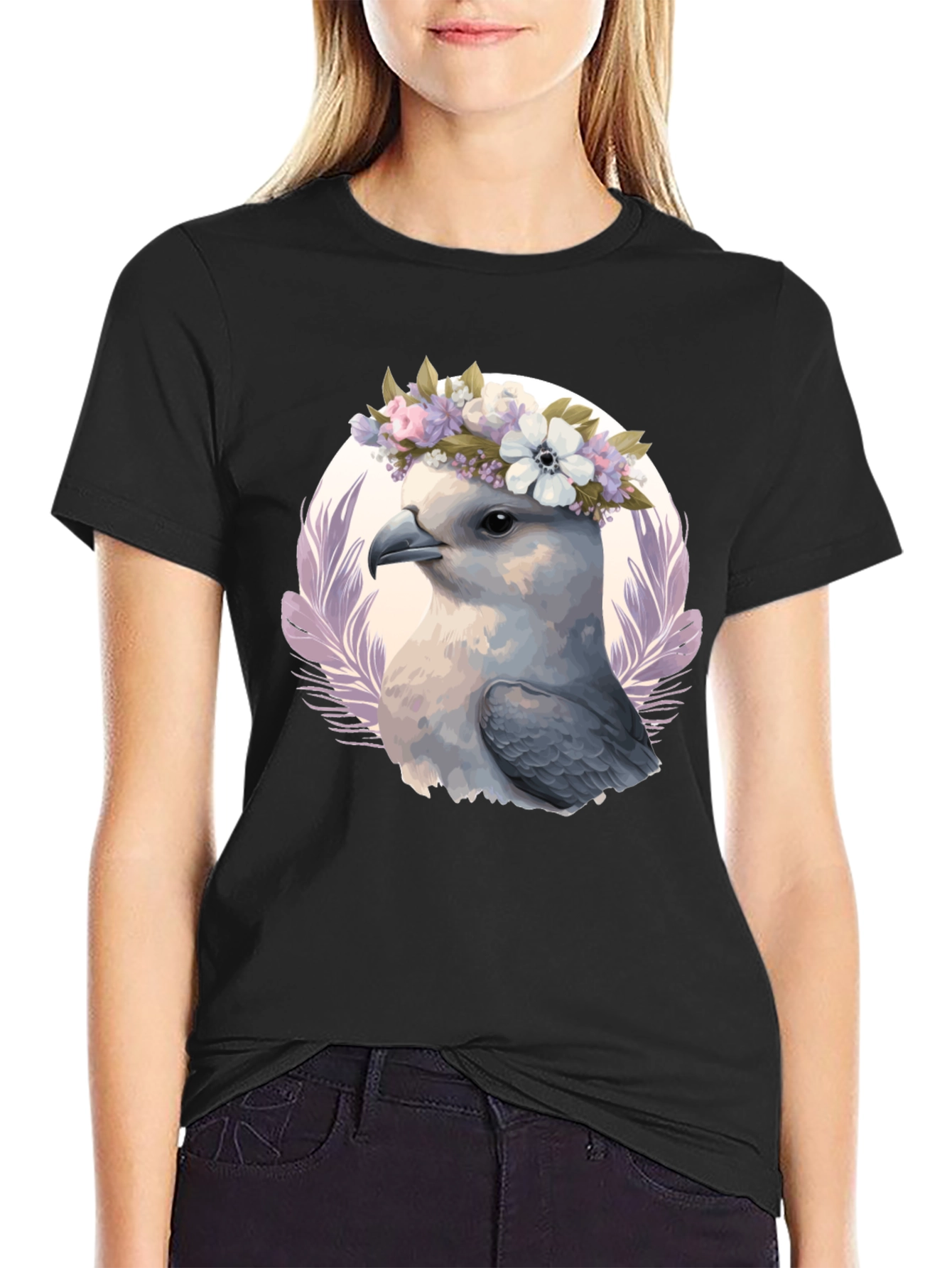 Bird with Flower Crown Graphic Tee