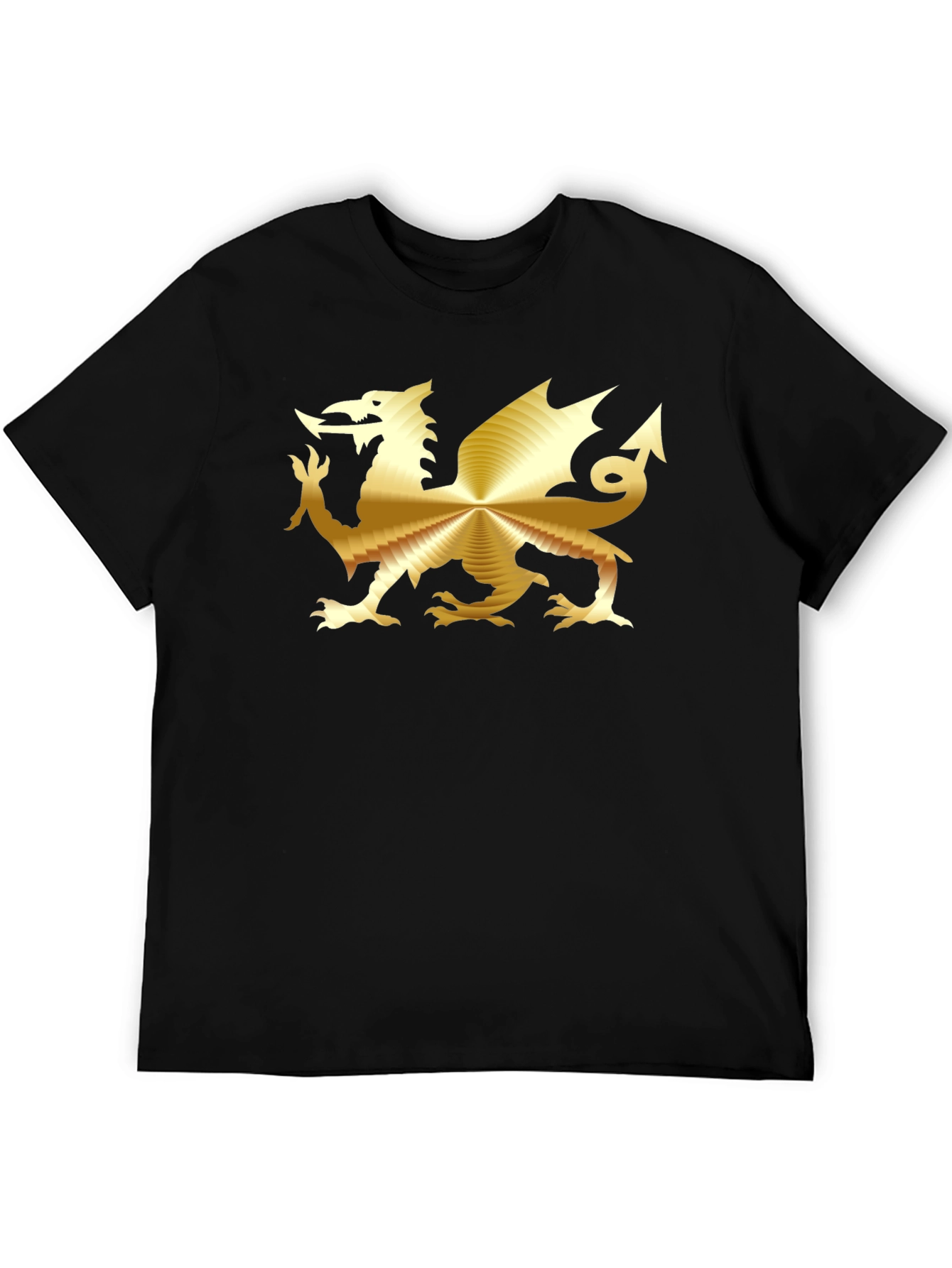 Golden Dragon Graphic Tee - Black Cotton T-Shirt