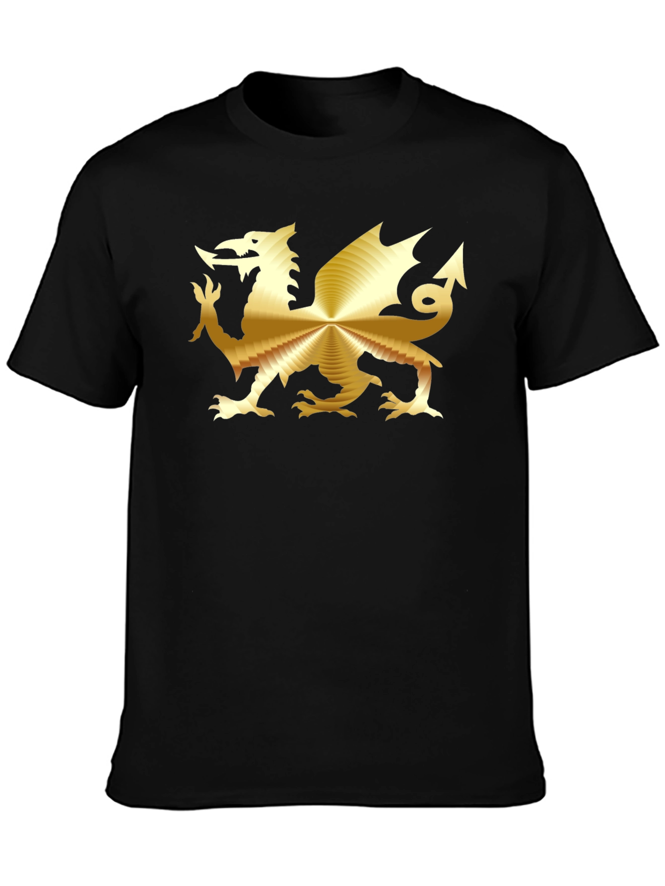 Golden Dragon Graphic Tee - Black Cotton T-Shirt