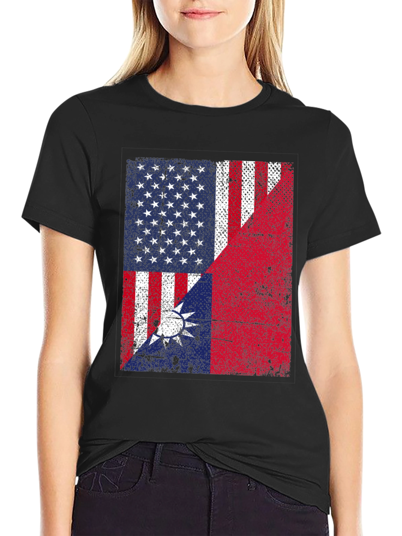 USA Taiwan Flag Graphic T-Shirt