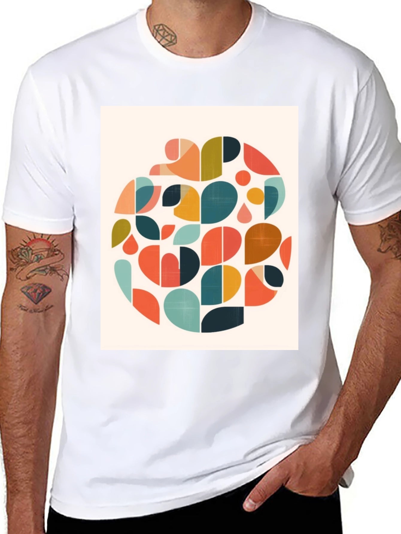 Abstract Geometric T-Shirt - Retro Style