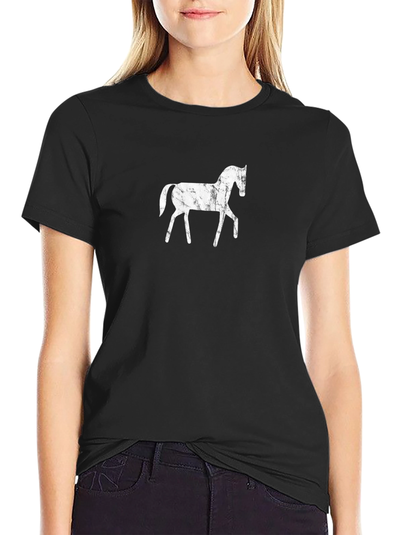 Distressed Horse Graphic Black T-Shirt