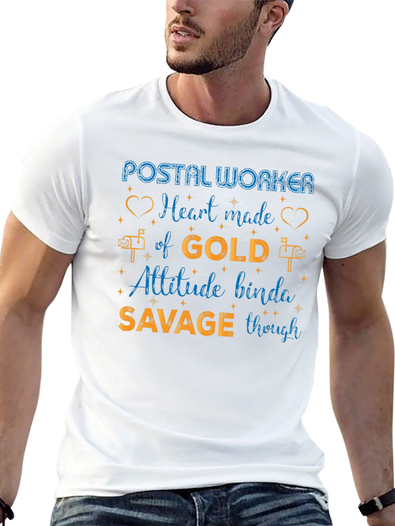 Postal Worker Heart of Gold Mens Graphic Tee