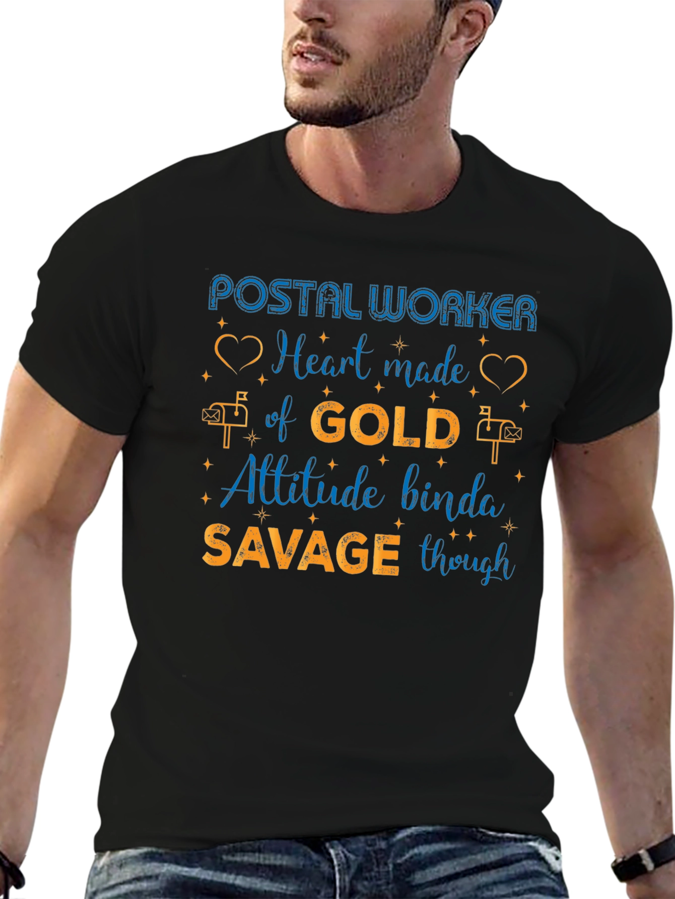 Postal Worker Heart of Gold Mens Graphic Tee