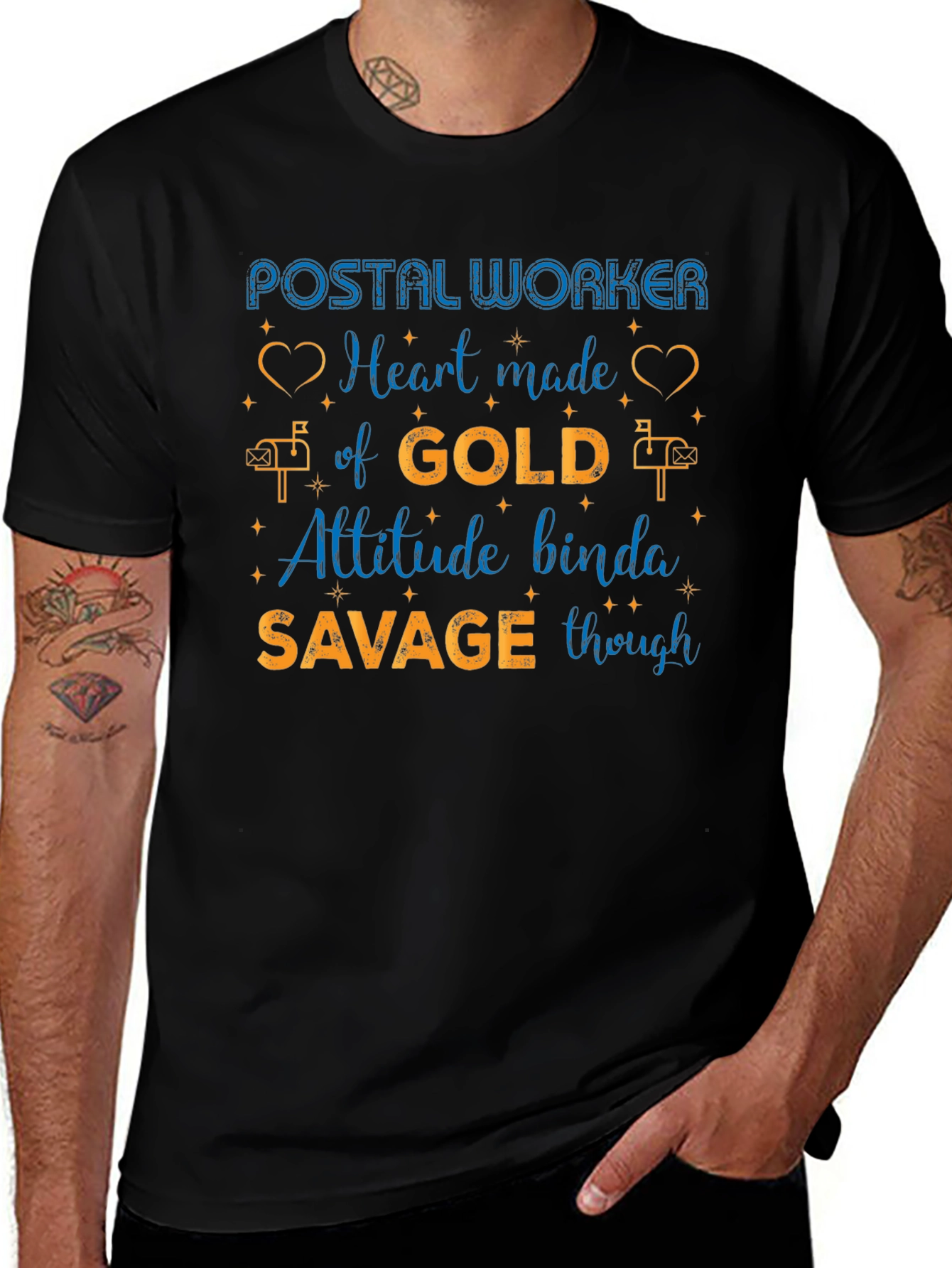 Postal Worker Heart of Gold Mens Graphic Tee