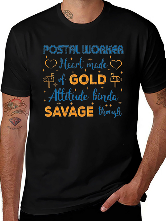 Postal Worker Heart of Gold Mens Graphic Tee