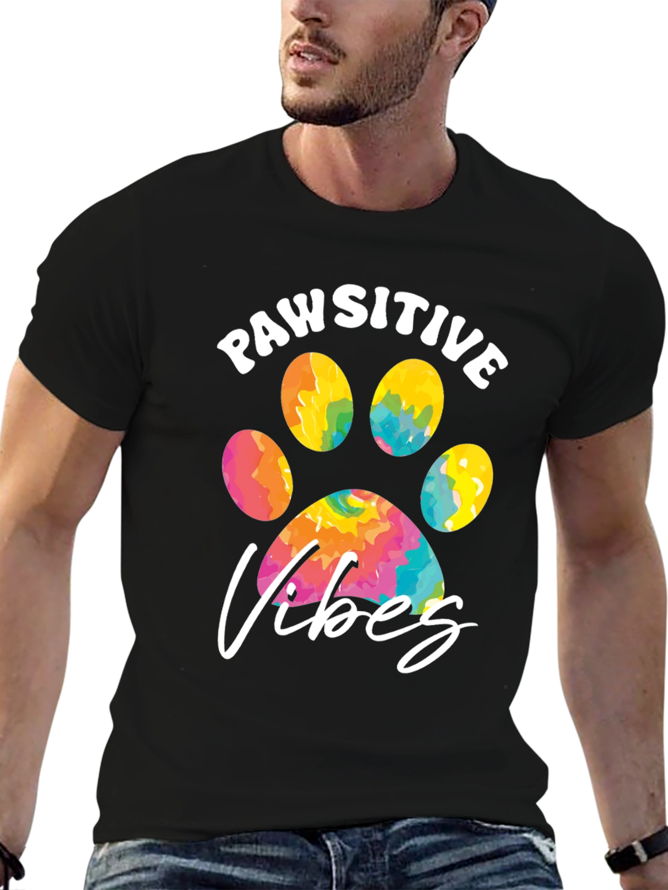 Pawsitive Vibes Graphic Tee - Trendy Dog Lover Shirt