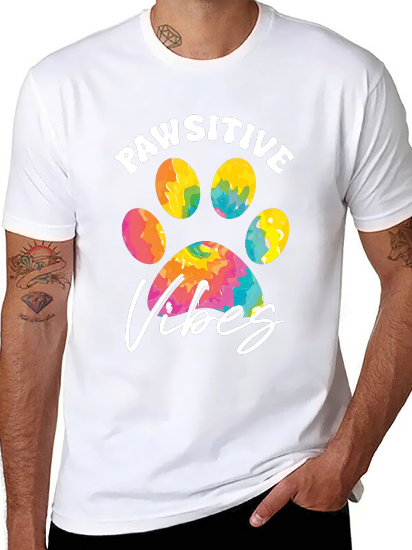 Pawsitive Vibes Graphic Tee - Trendy Dog Lover Shirt