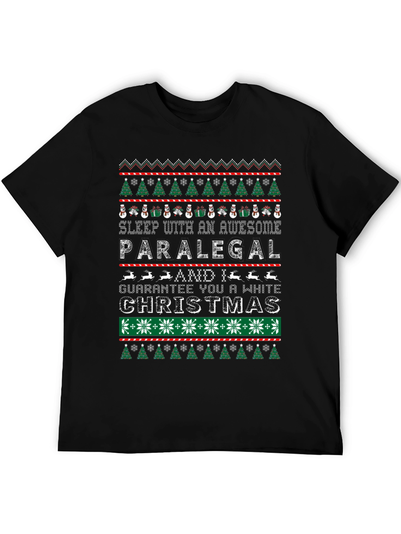 Awesome Paralegal White Christmas Ugly Sweater Style T-Shirt