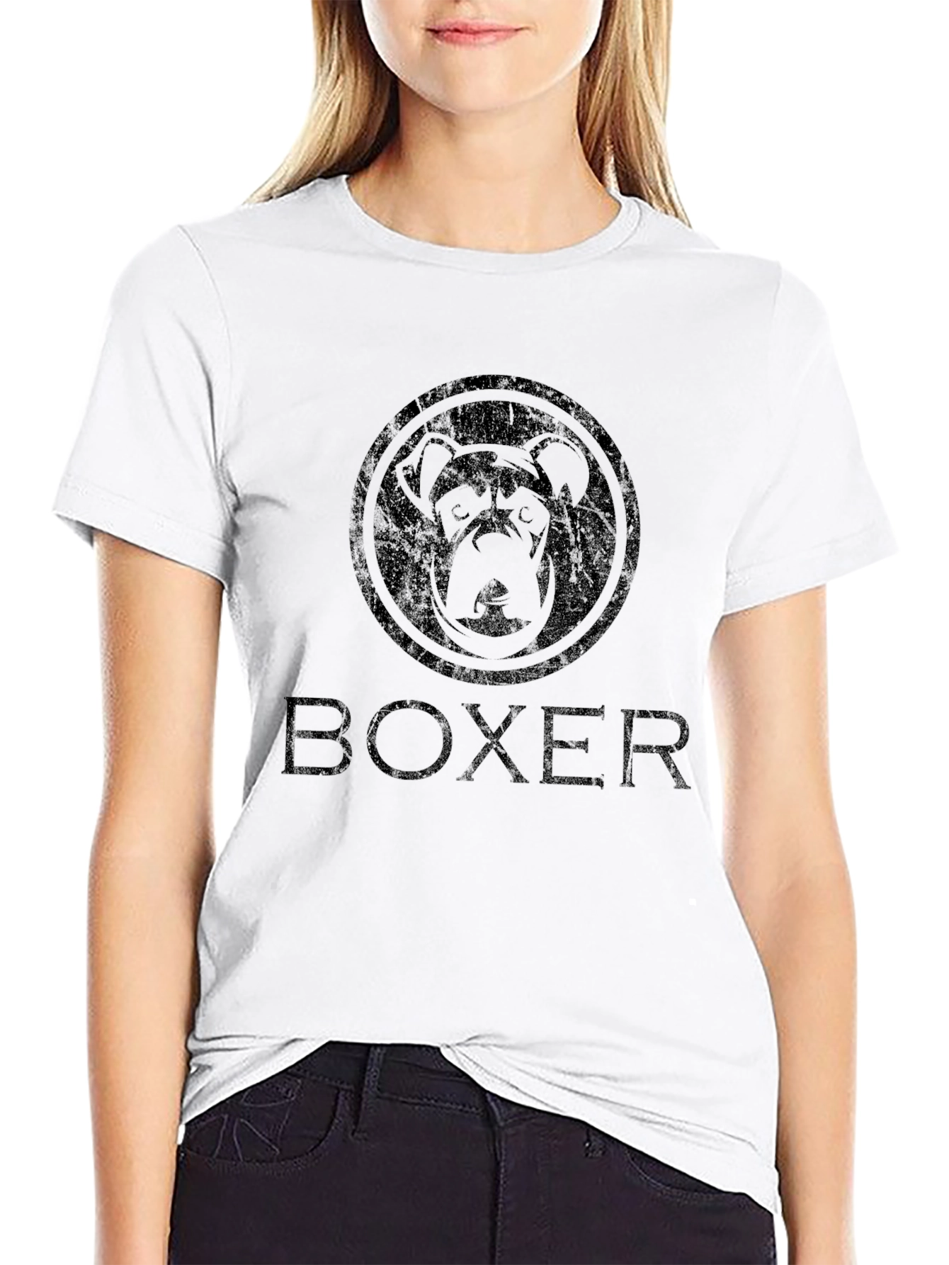 Mens Black Boxer Dog Graphic T-Shirt