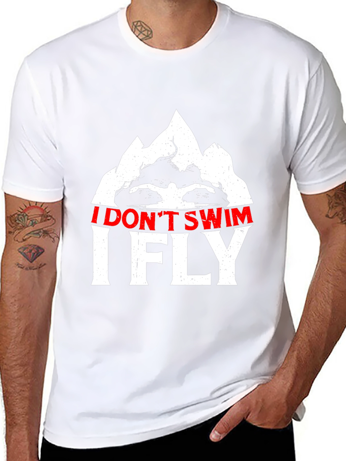 I Dont Swim I Fly Black Graphic Tee