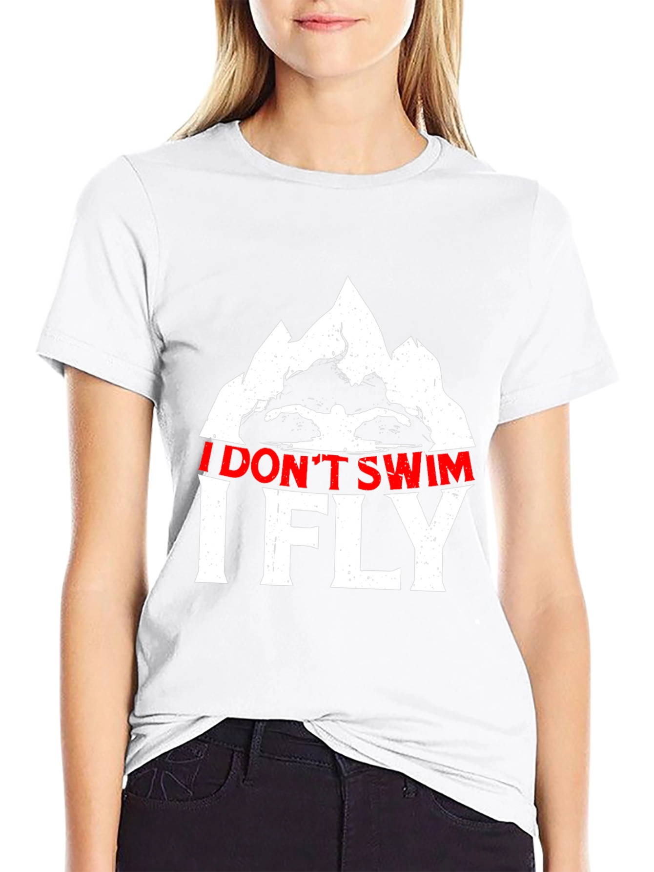 I Dont Swim I Fly Black Graphic Tee