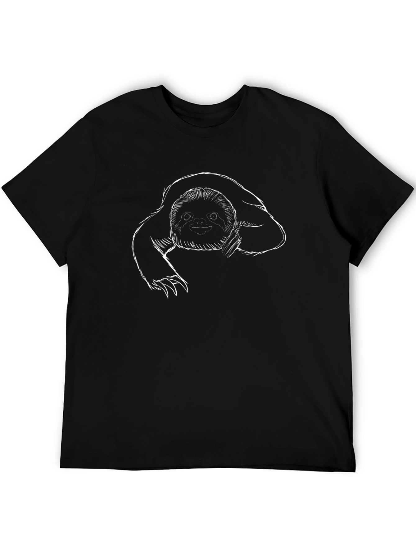 Sloth Graphic Tee - Relaxed Fit Black T-Shirt
