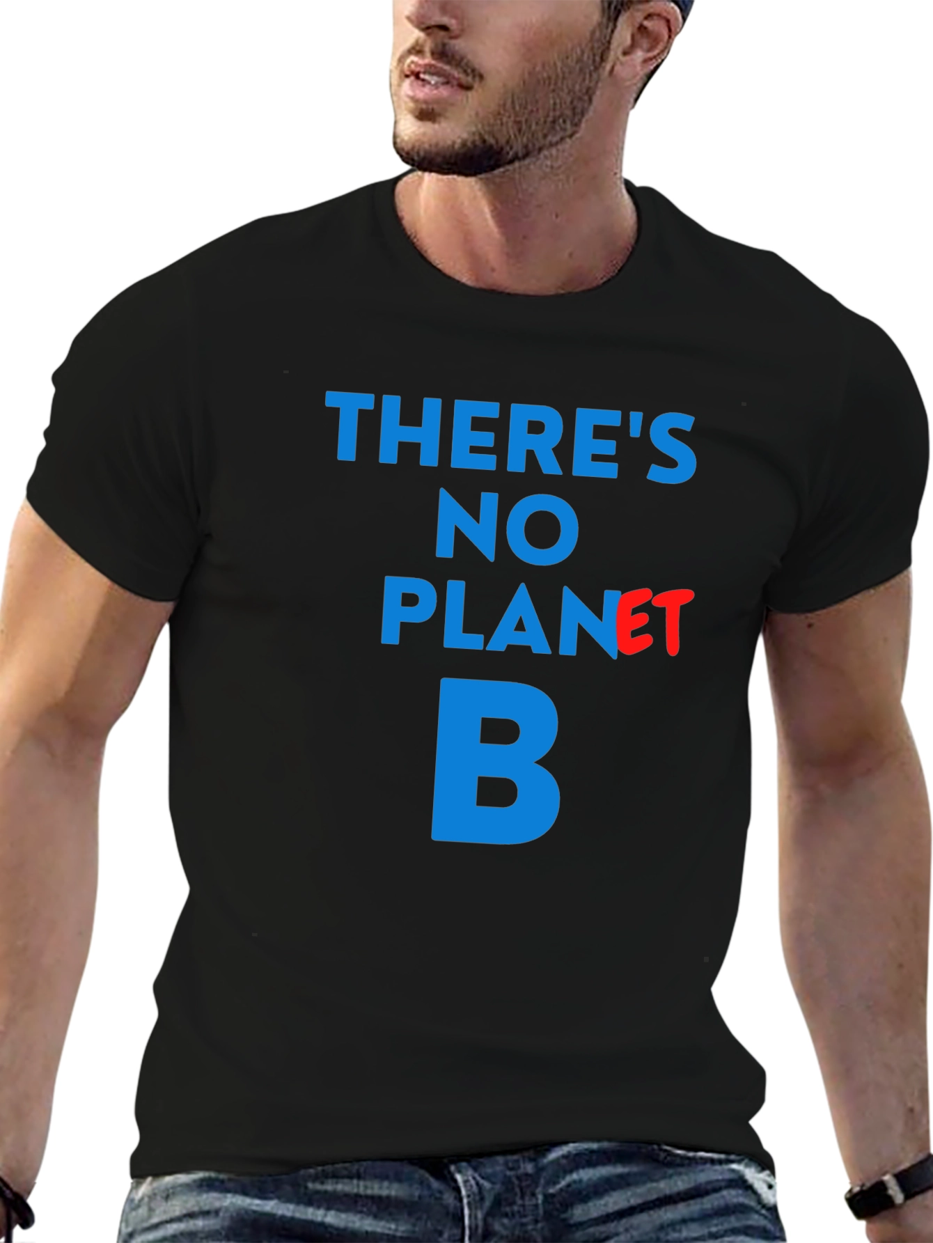 Theres No Planet B T-Shirt - Black Crew Neck