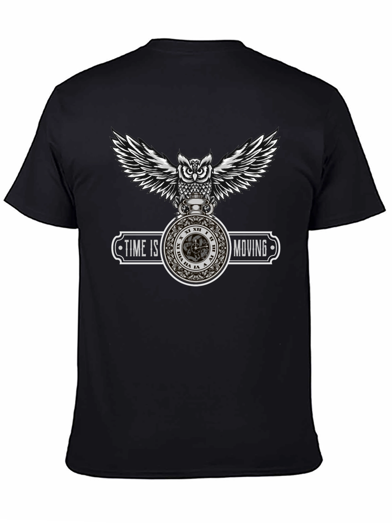 Time Is Moving Owl Graphic T-Shirt