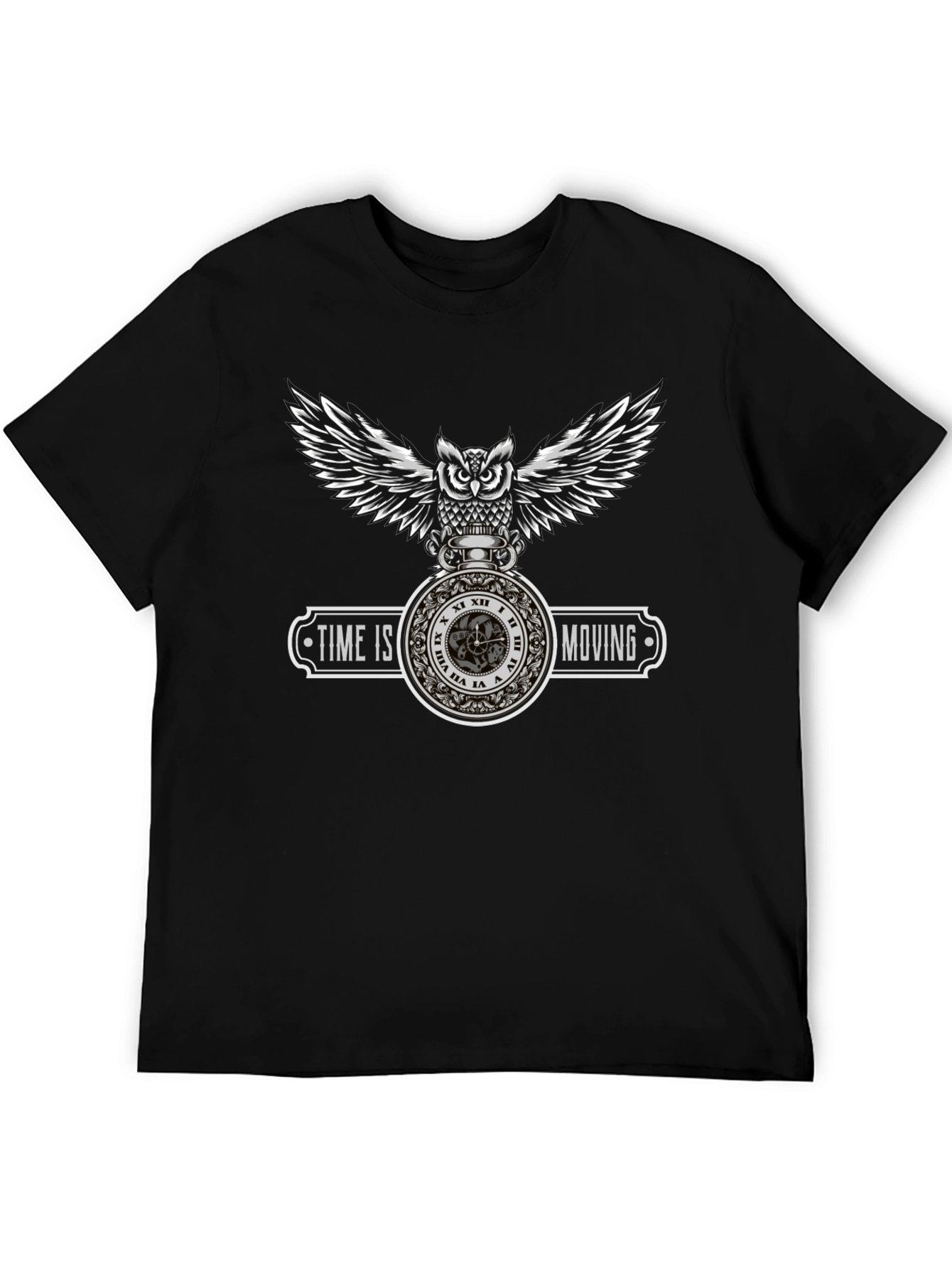 Time Is Moving Owl Graphic T-Shirt