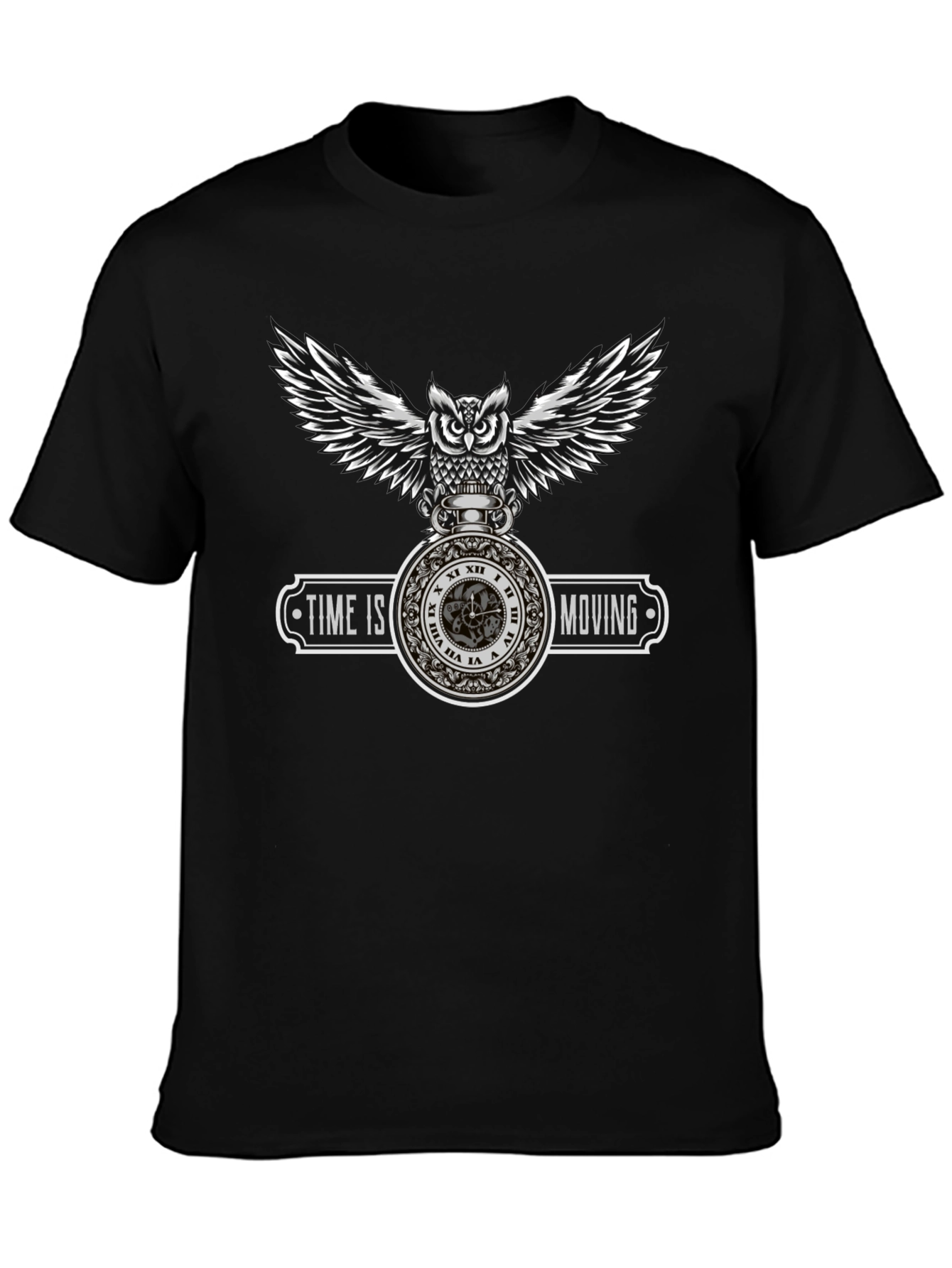 Time Is Moving Owl Graphic T-Shirt