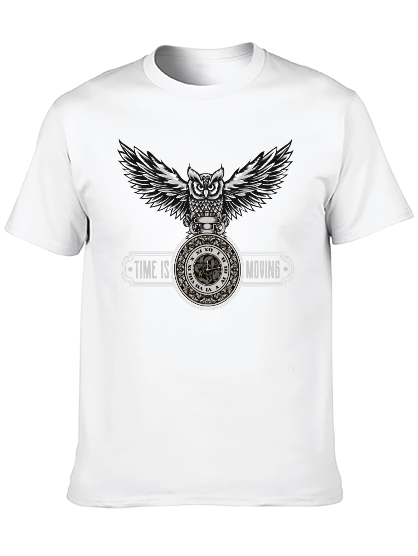 Time Is Moving Owl Graphic T-Shirt