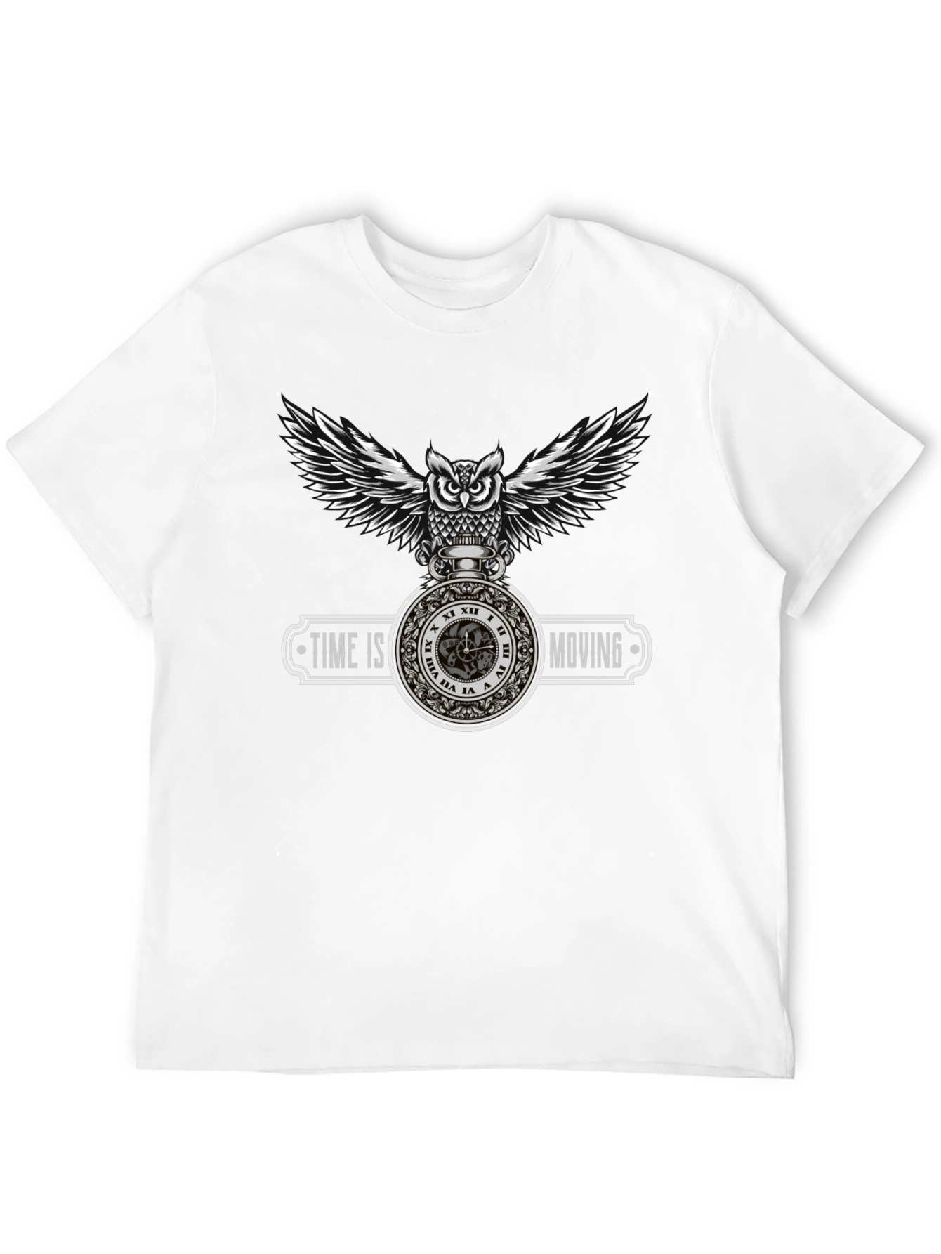 Time Is Moving Owl Graphic T-Shirt