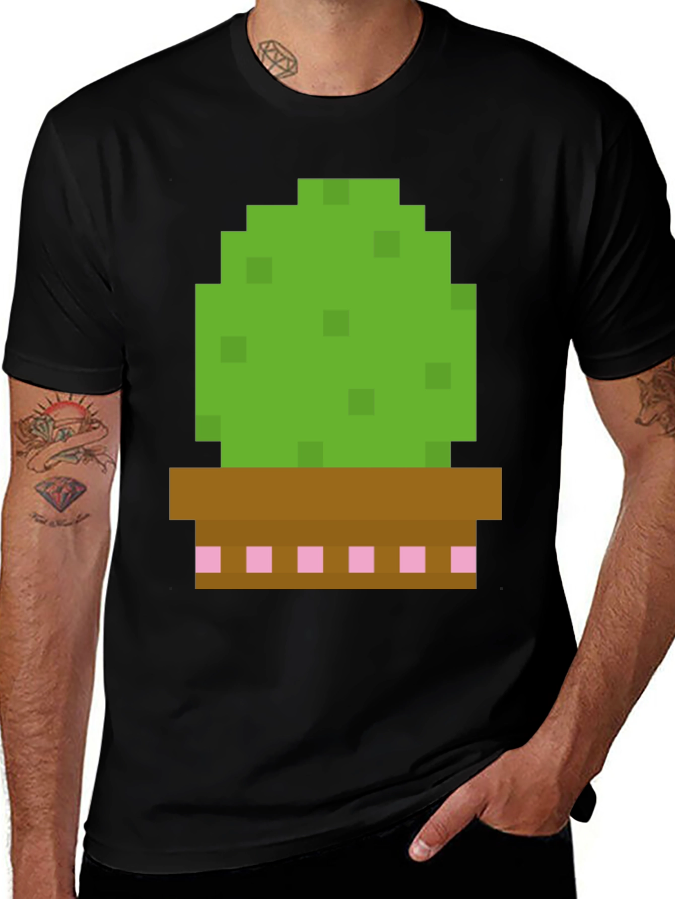 Pixel Cactus Graphic Tee - Gamer Style Shirt