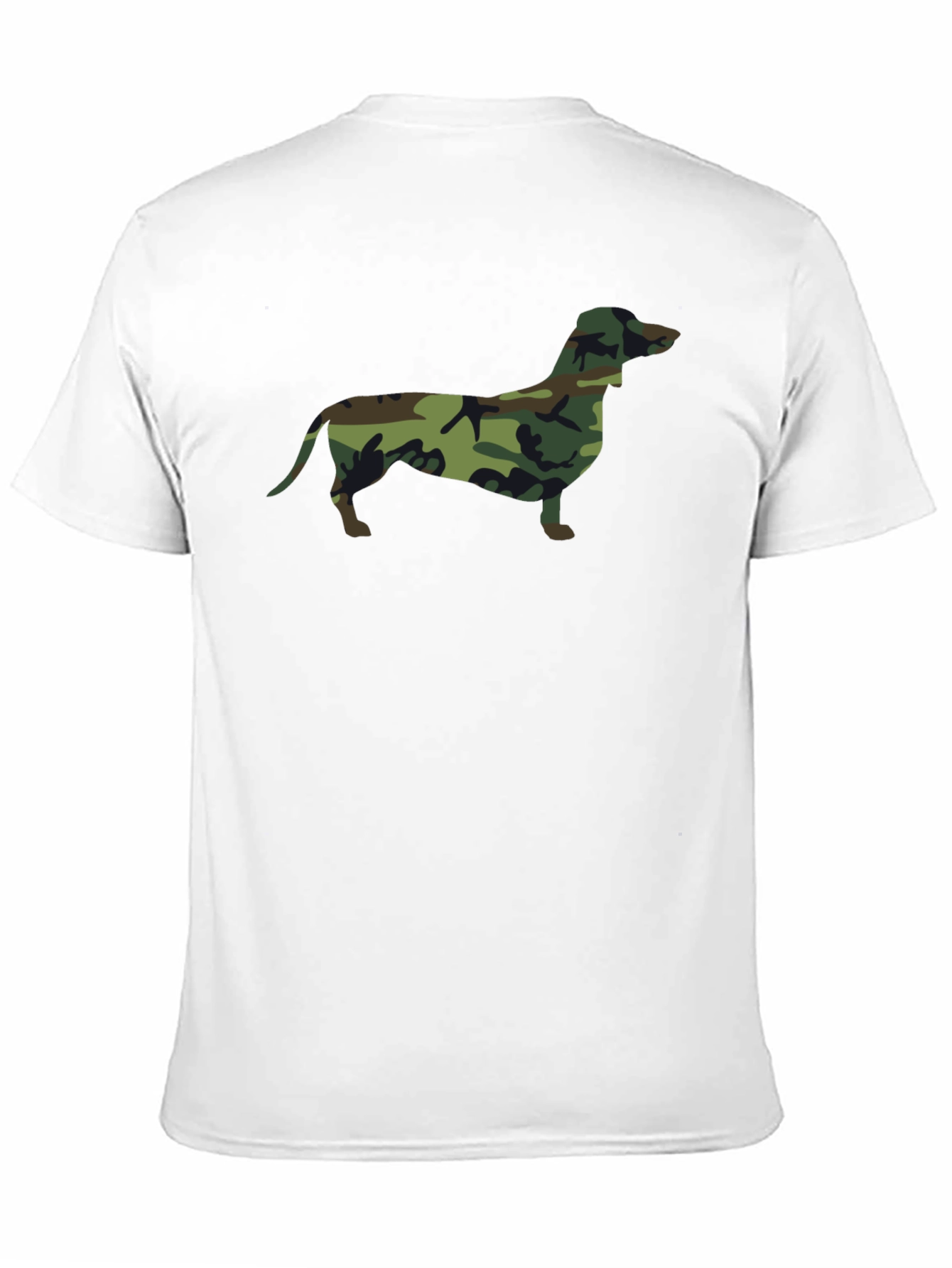 Camo Dachshund Print Black T-Shirt