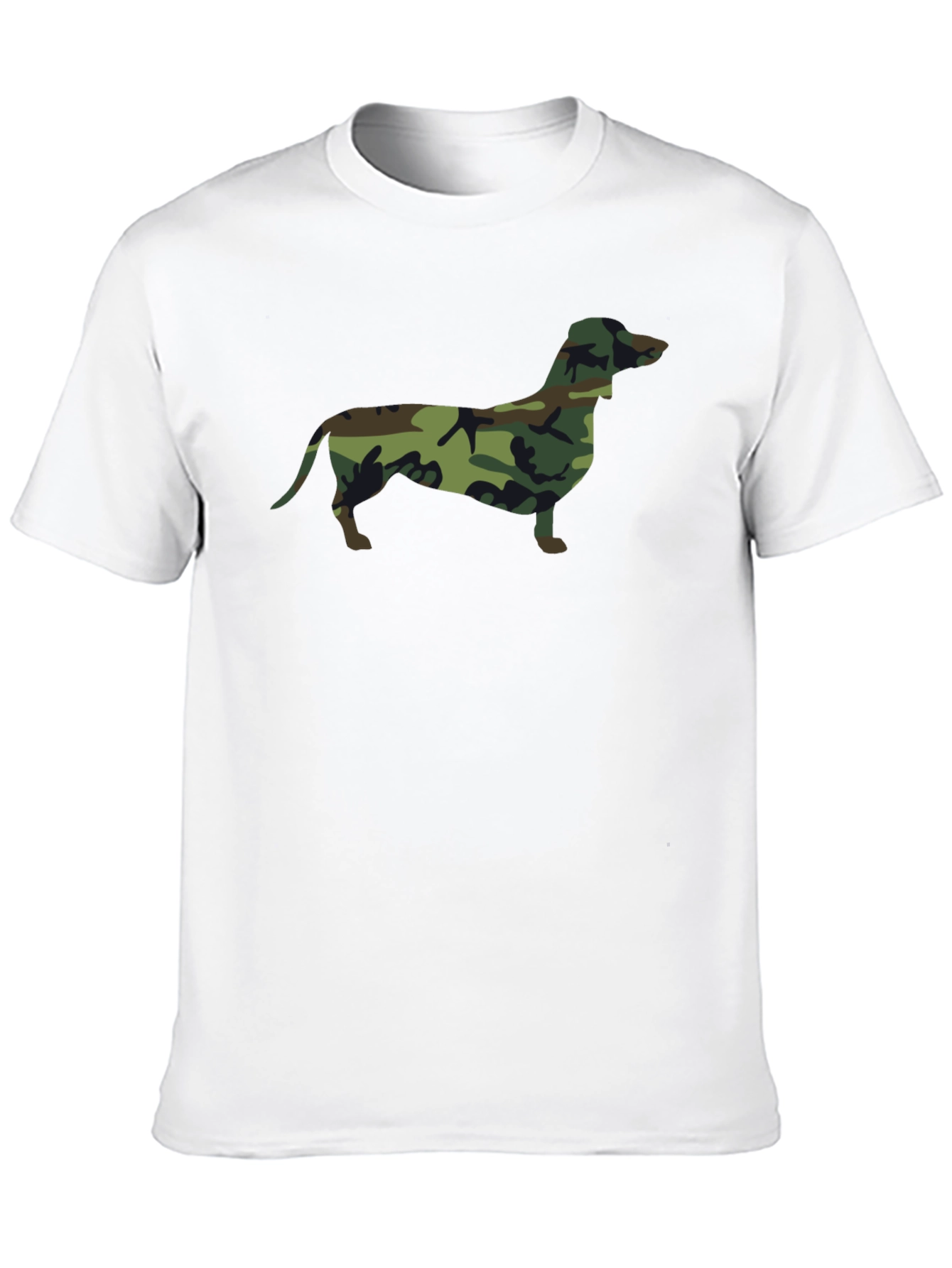 Camo Dachshund Print Black T-Shirt