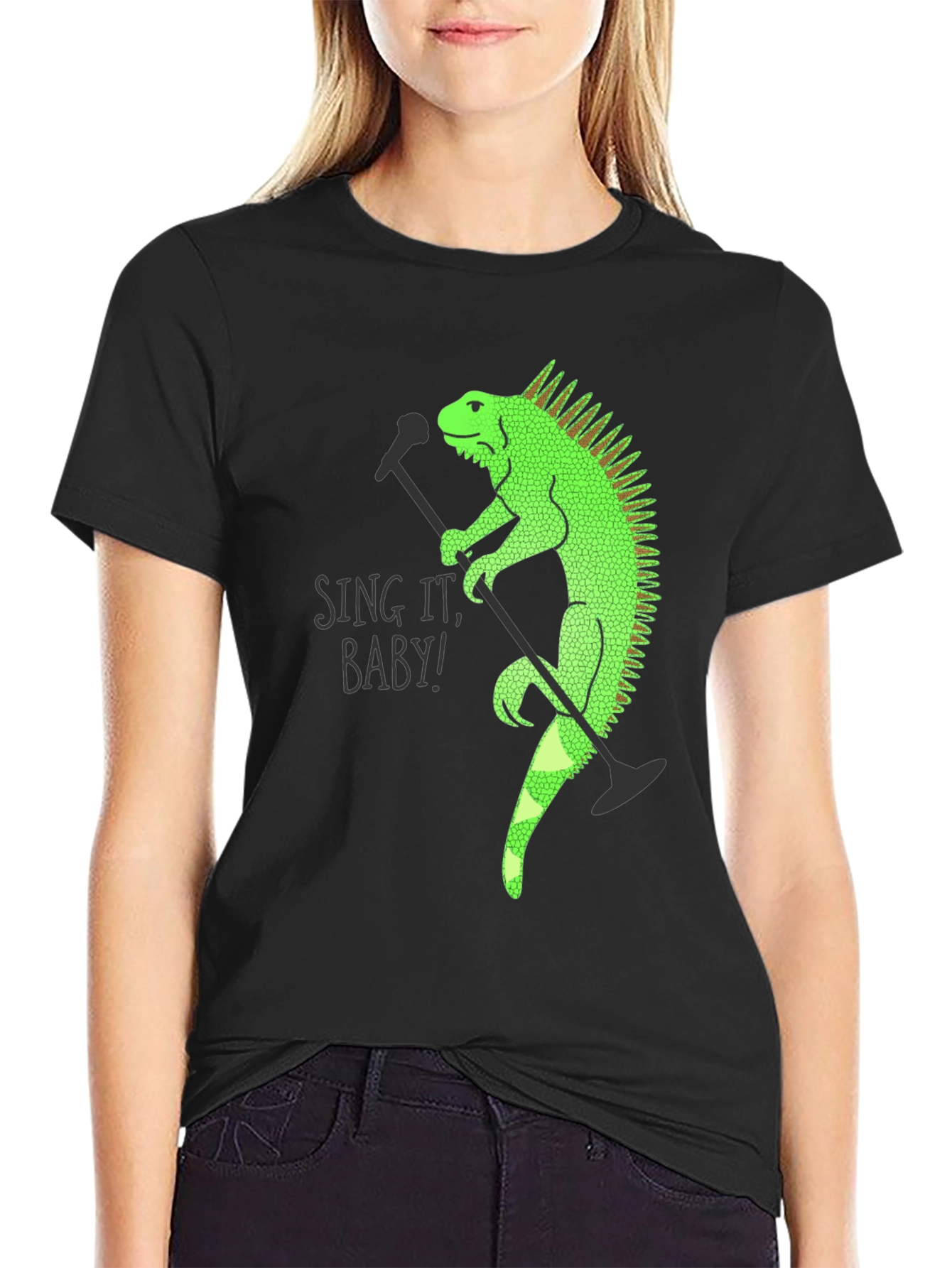 Iguana Singer Graphic T-Shirt - Black