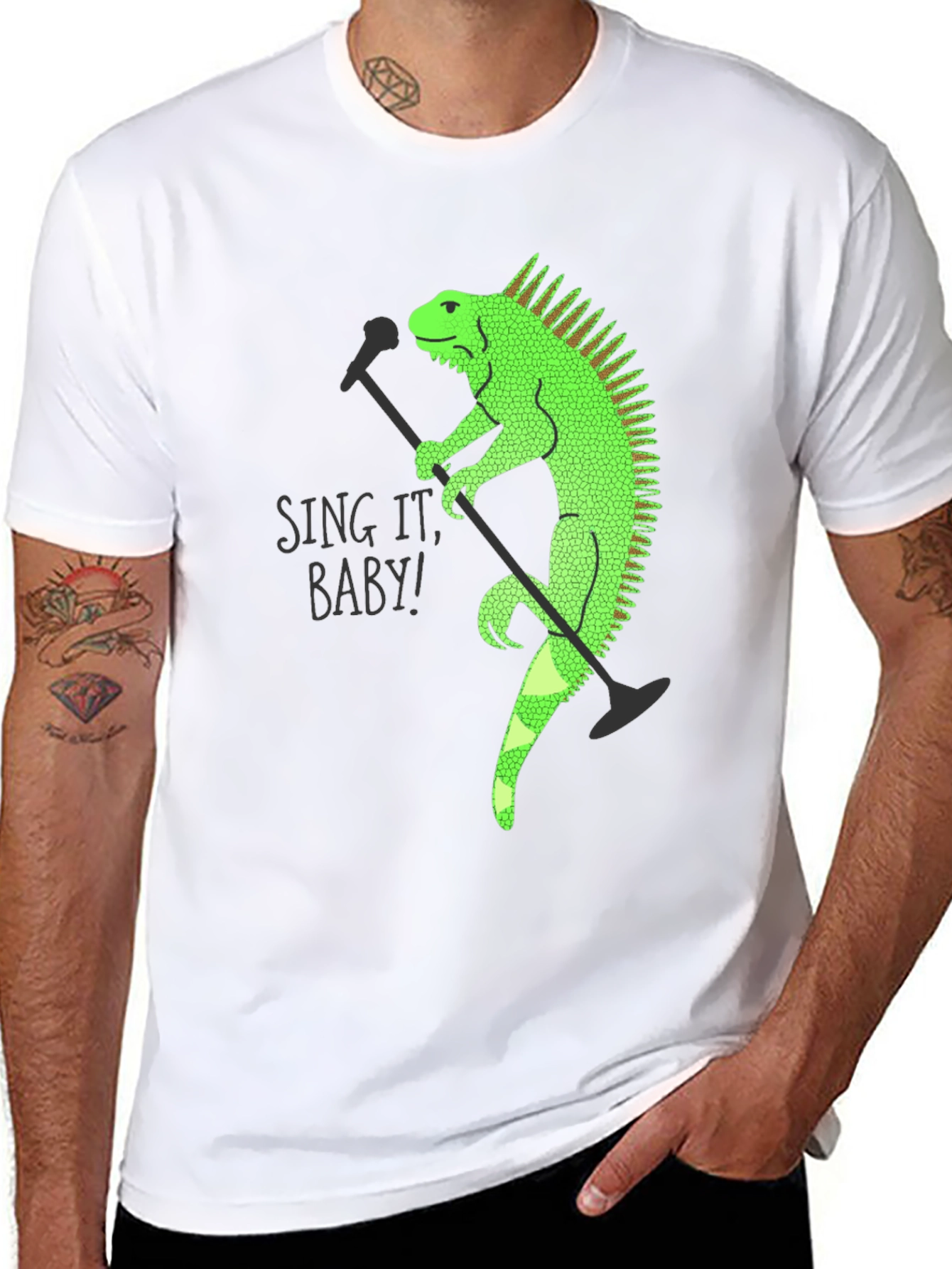 Iguana Singer Graphic T-Shirt - Black