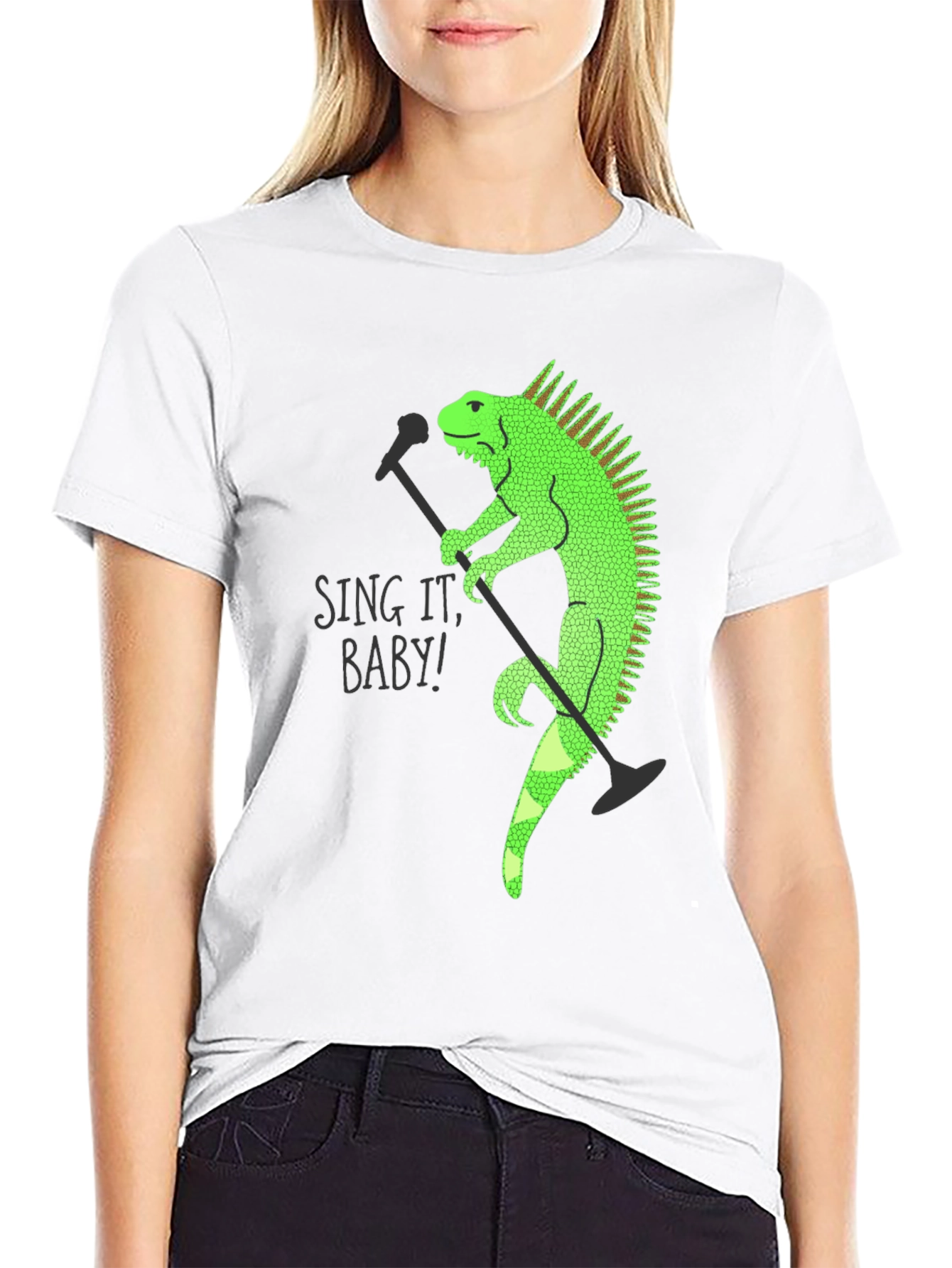 Iguana Singer Graphic T-Shirt - Black