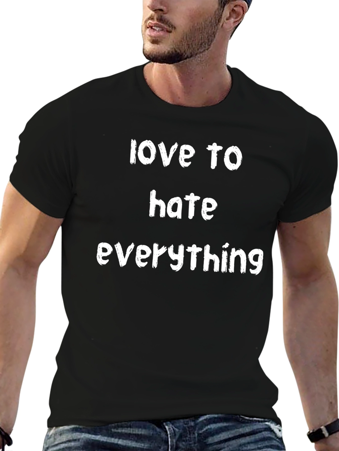 Love to Hate Everything Black Graphic T-Shirt