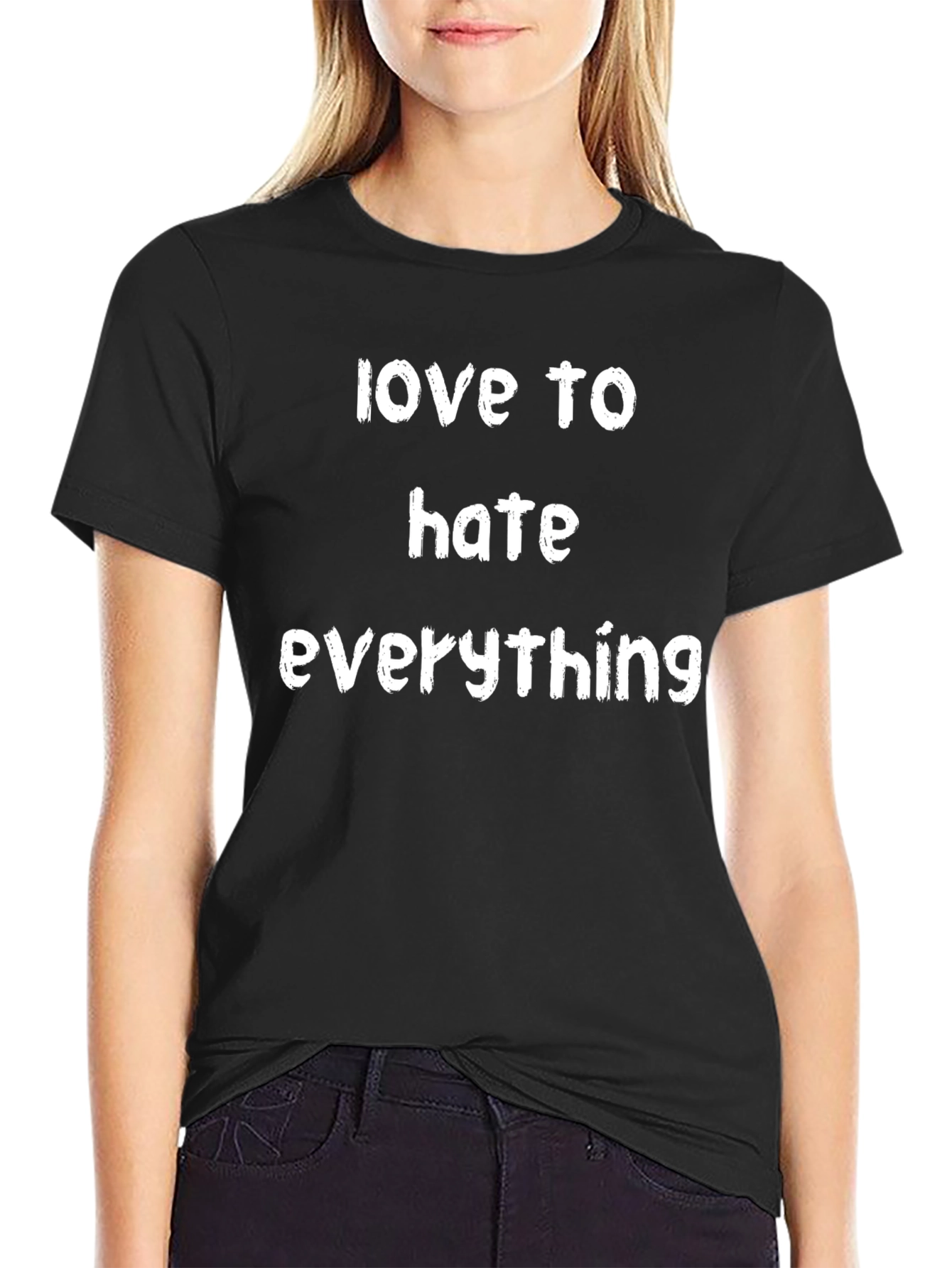 Love to Hate Everything Black Graphic T-Shirt