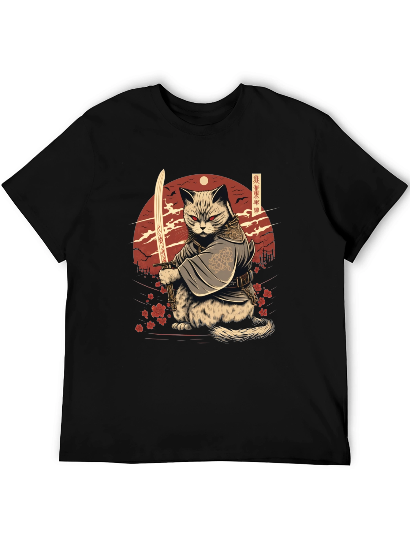 Samurai Cat T-Shirt - Japanese Warrior Kitten Tee
