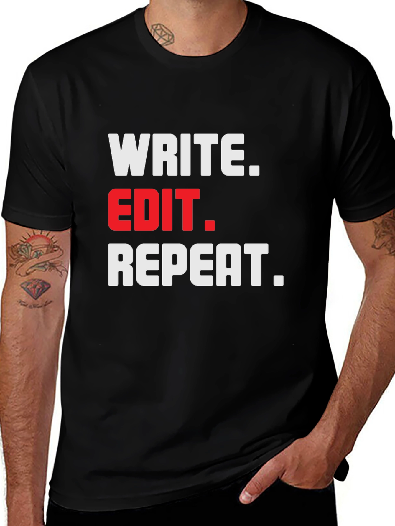 Write Edit Repeat Black T-Shirt