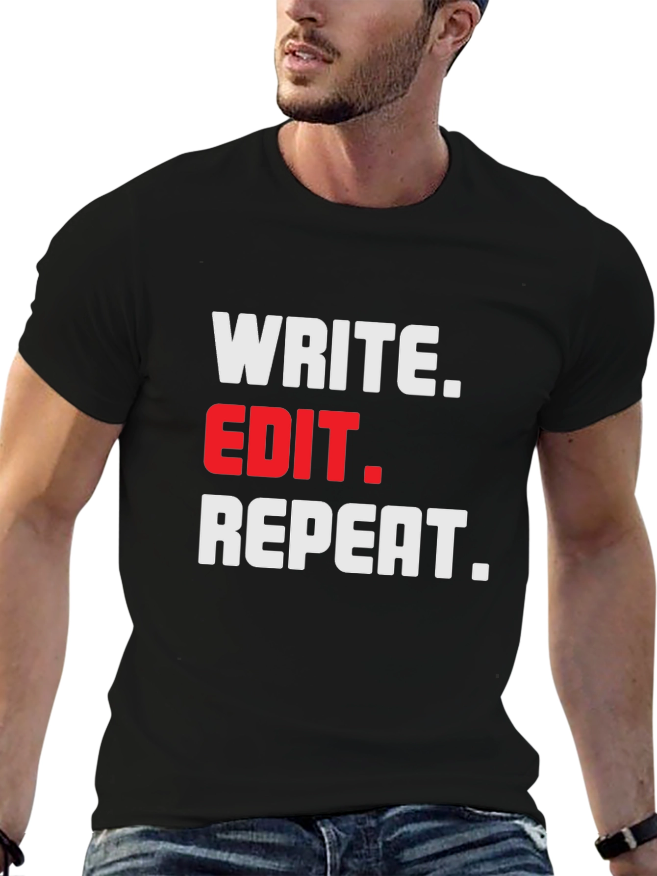Write Edit Repeat Black T-Shirt