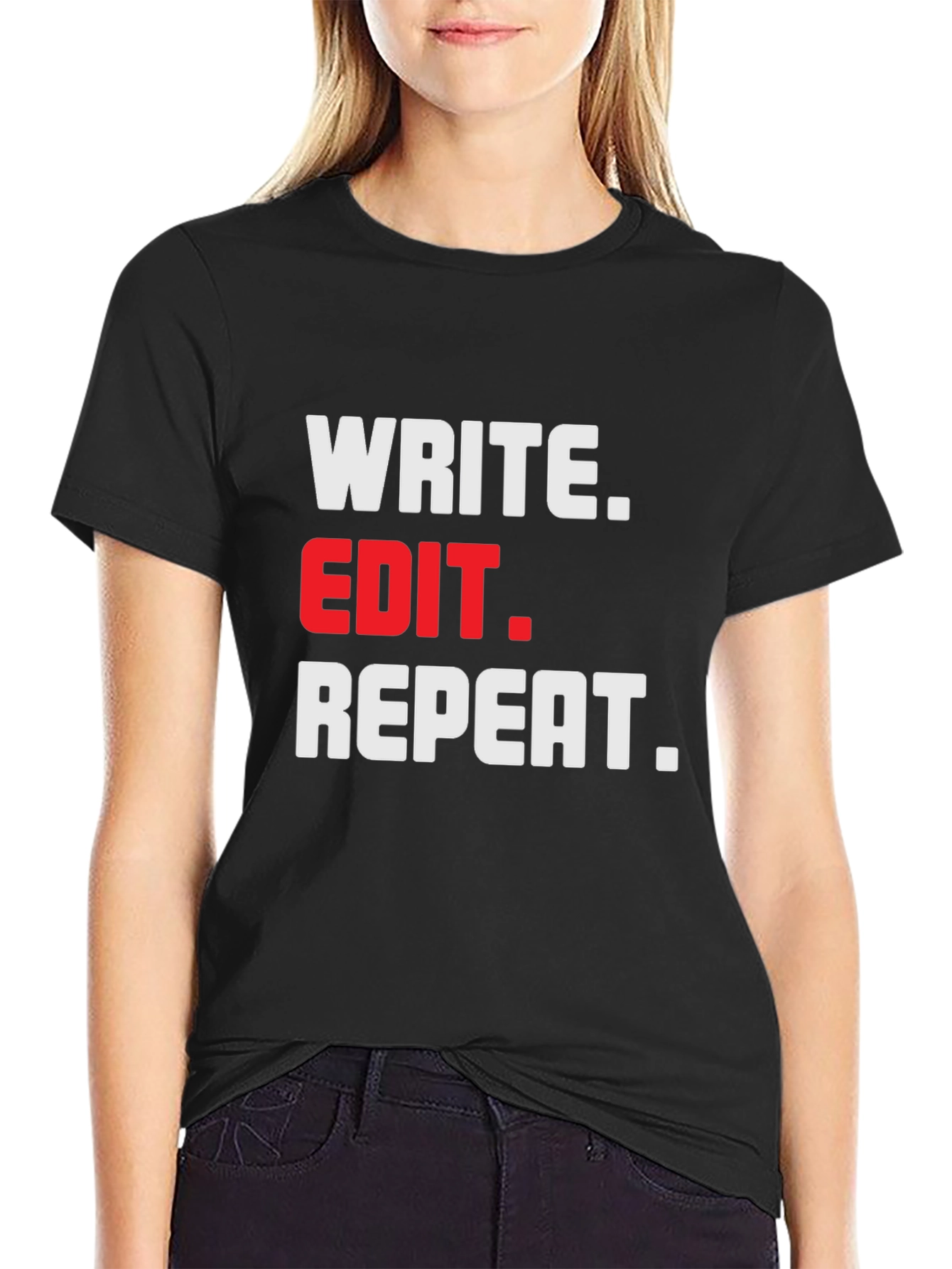 Write Edit Repeat Black T-Shirt