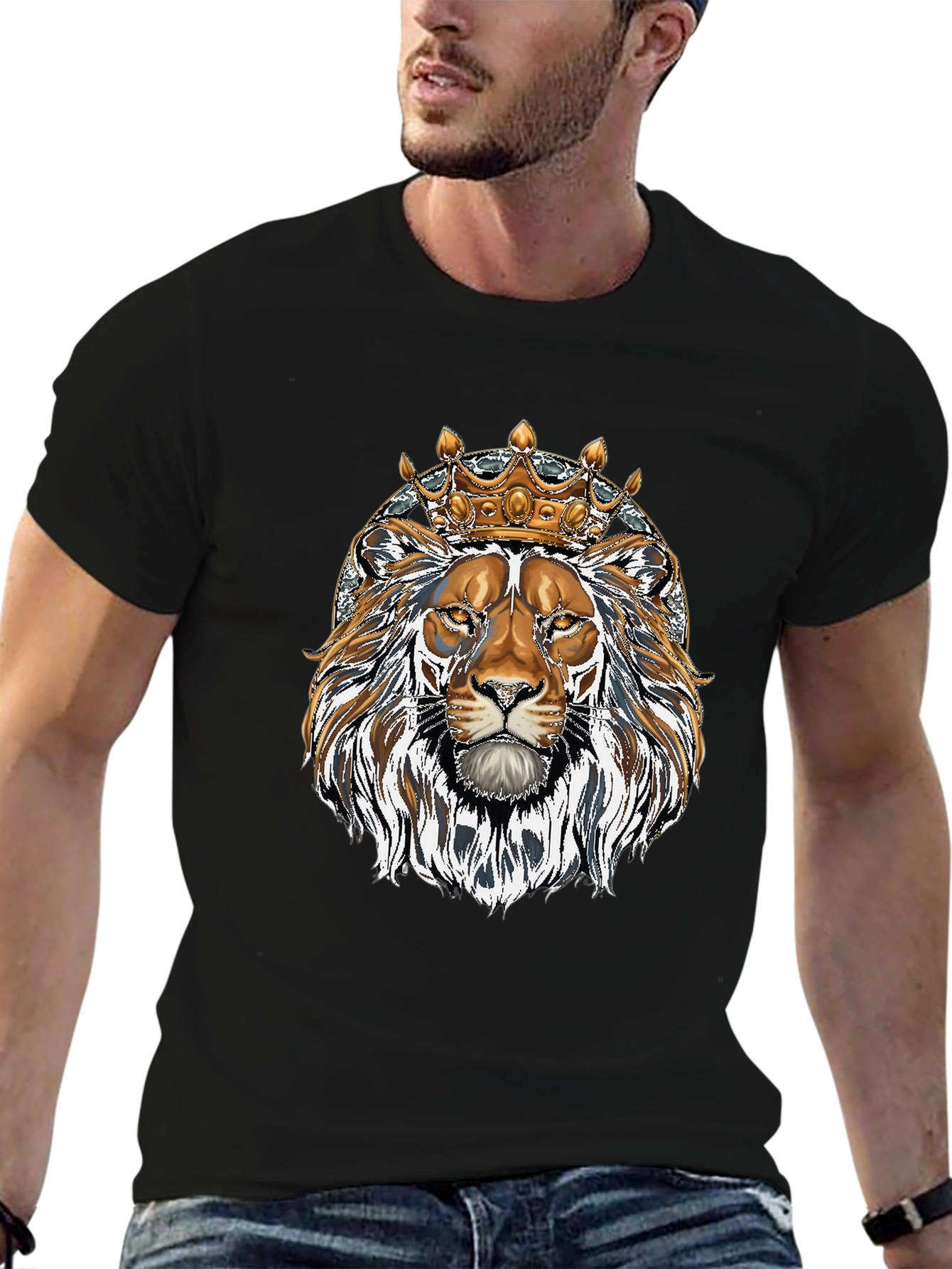 King Lion Graphic Tee - Black Cotton Blend