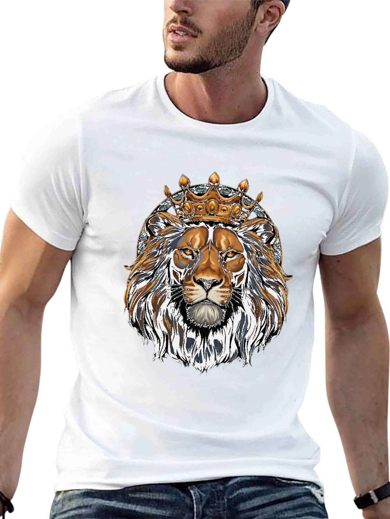 King Lion Graphic Tee - Black Cotton Blend