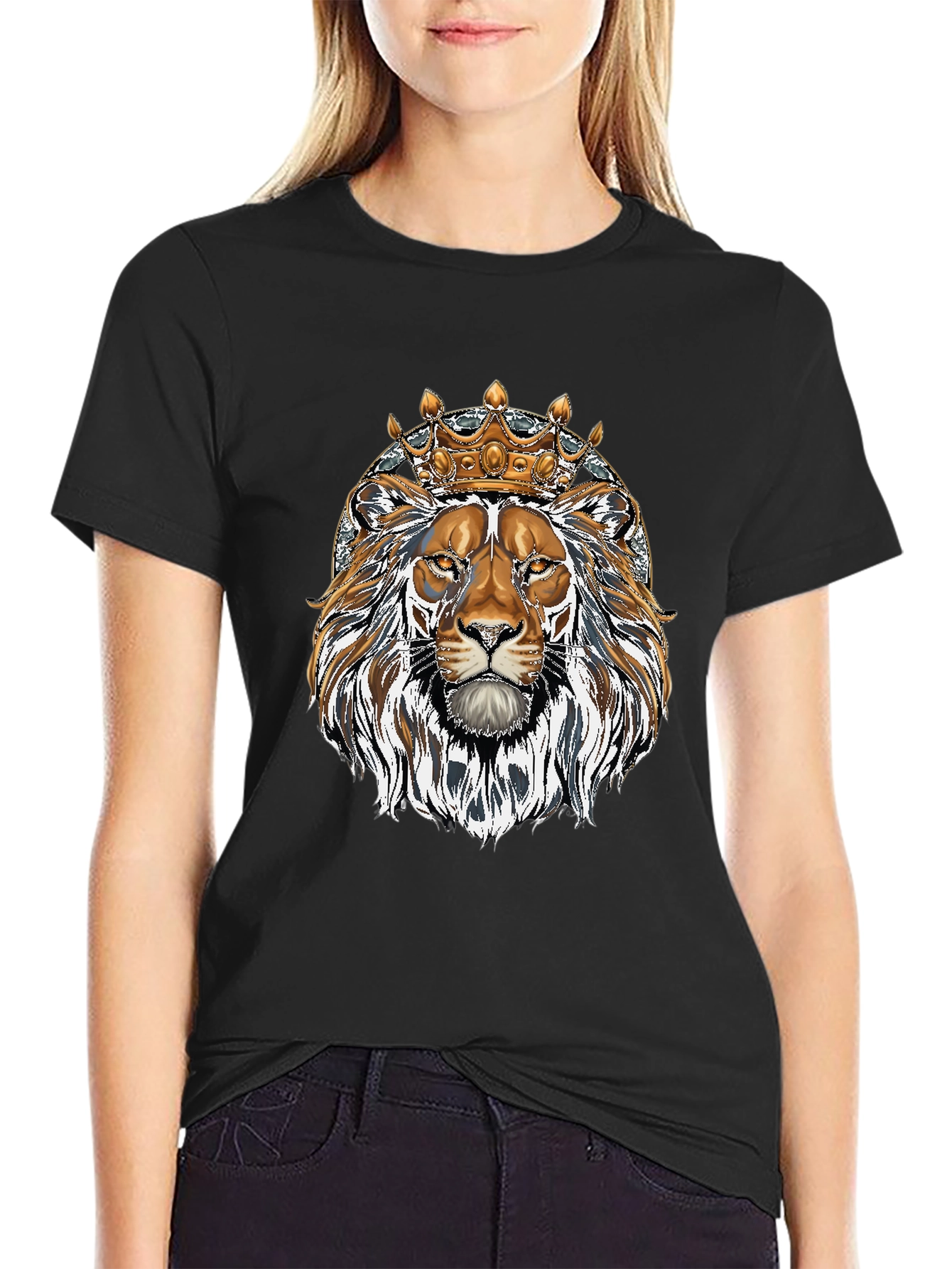 King Lion Graphic Tee - Black Cotton Blend